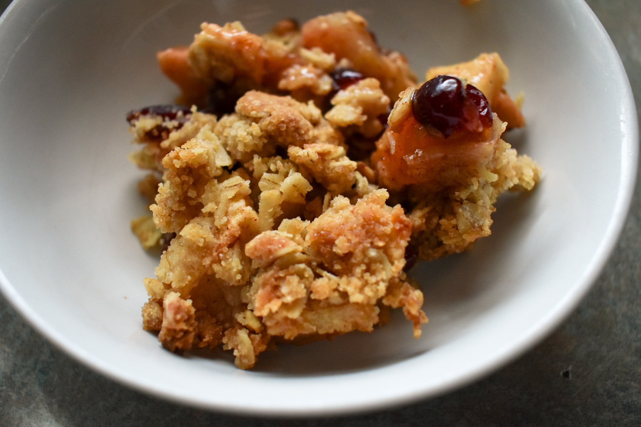 Apple, pear, cranberry crisp